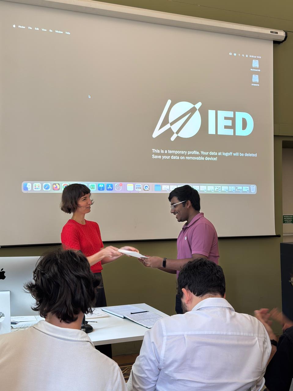 Aditya receiving certificate at IED Turin